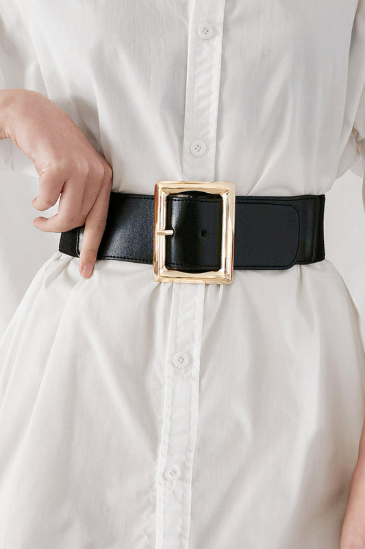 Rectangle Buckle Elastic Wide Belt  Belts- Doll Fits