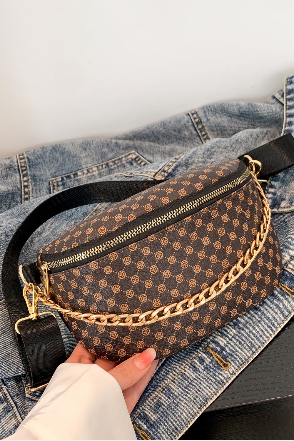 Printed PU Leather Sling Bag - Doll Fits