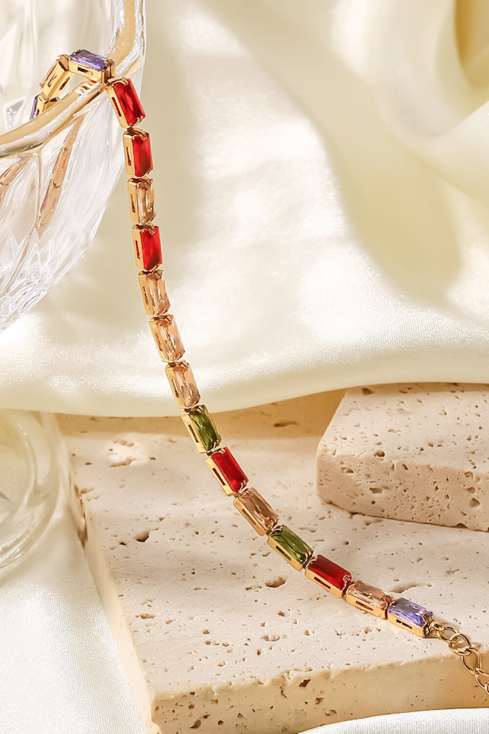 18K Gold Plated Multicolored Cubic Zirconia Bracelet  Bracelets- Doll Fits