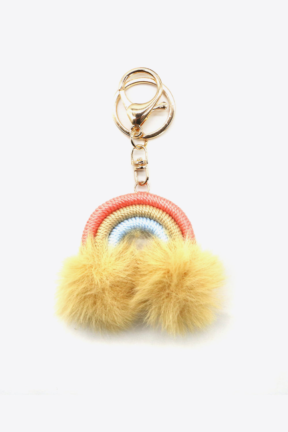 Assorted 4-Pack Rainbow Pom Pom Keychain Keychains- Doll Fits