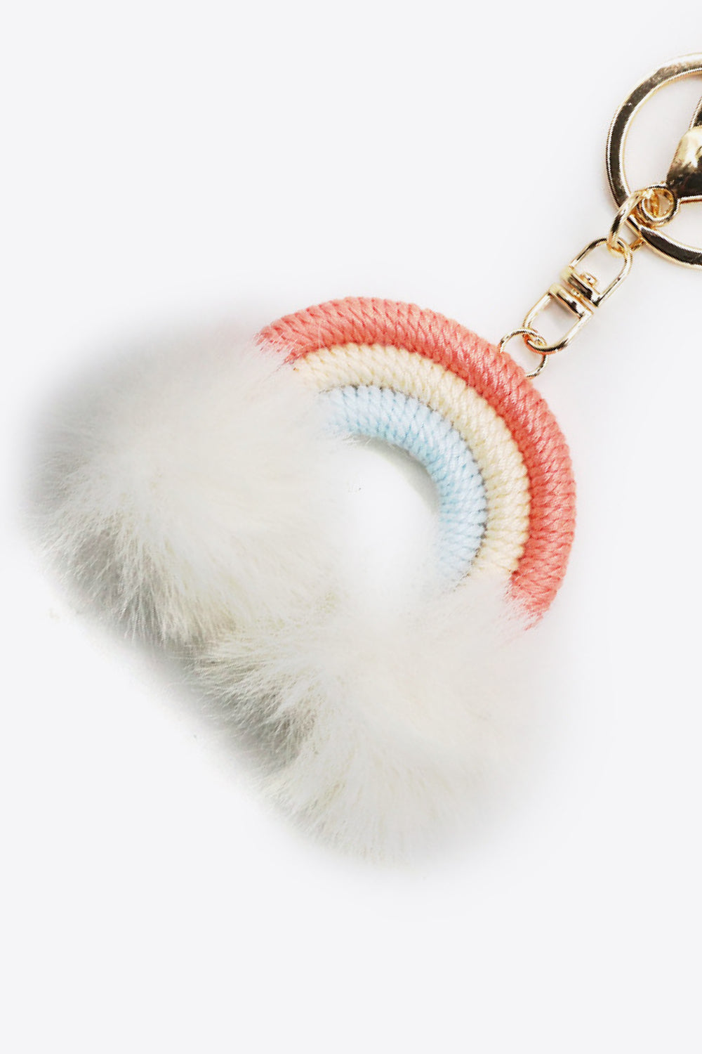 Assorted 4-Pack Rainbow Pom Pom Keychain Keychains- Doll Fits