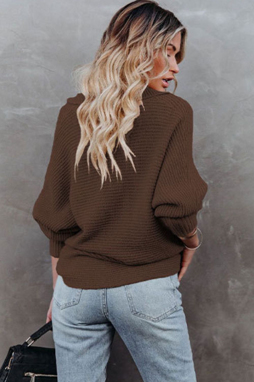 Horizontal Ribbing Johnny Collar Sweater Shirts & Tops- Doll Fits