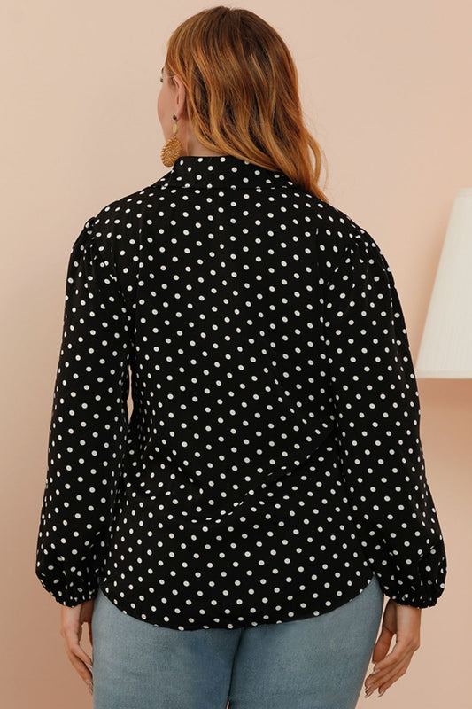 Plus Size Polka Dot Balloon Sleeve Shirt  Shirts & Tops- Doll Fits
