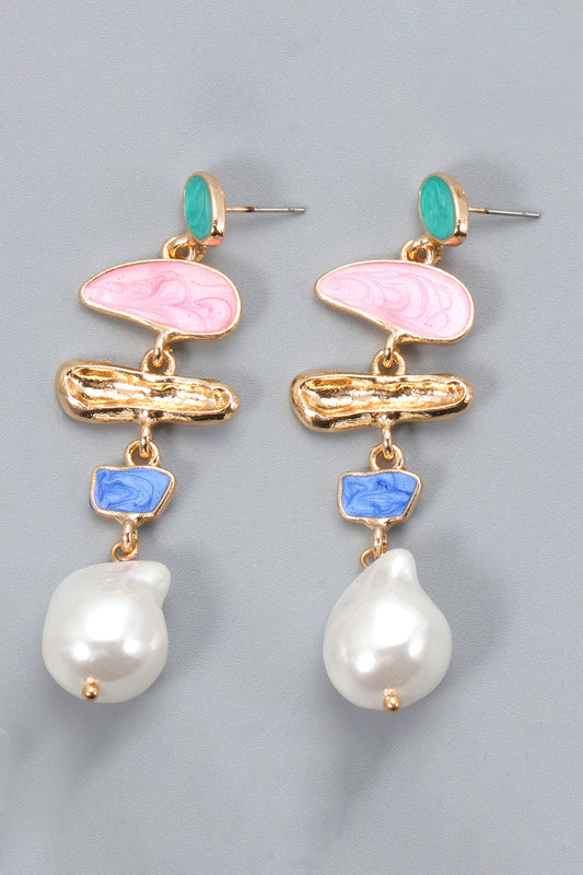 Abnormal Shape Zinc Alloy Synthetic Pearl Dangle Earrings  Earrings- Doll Fits