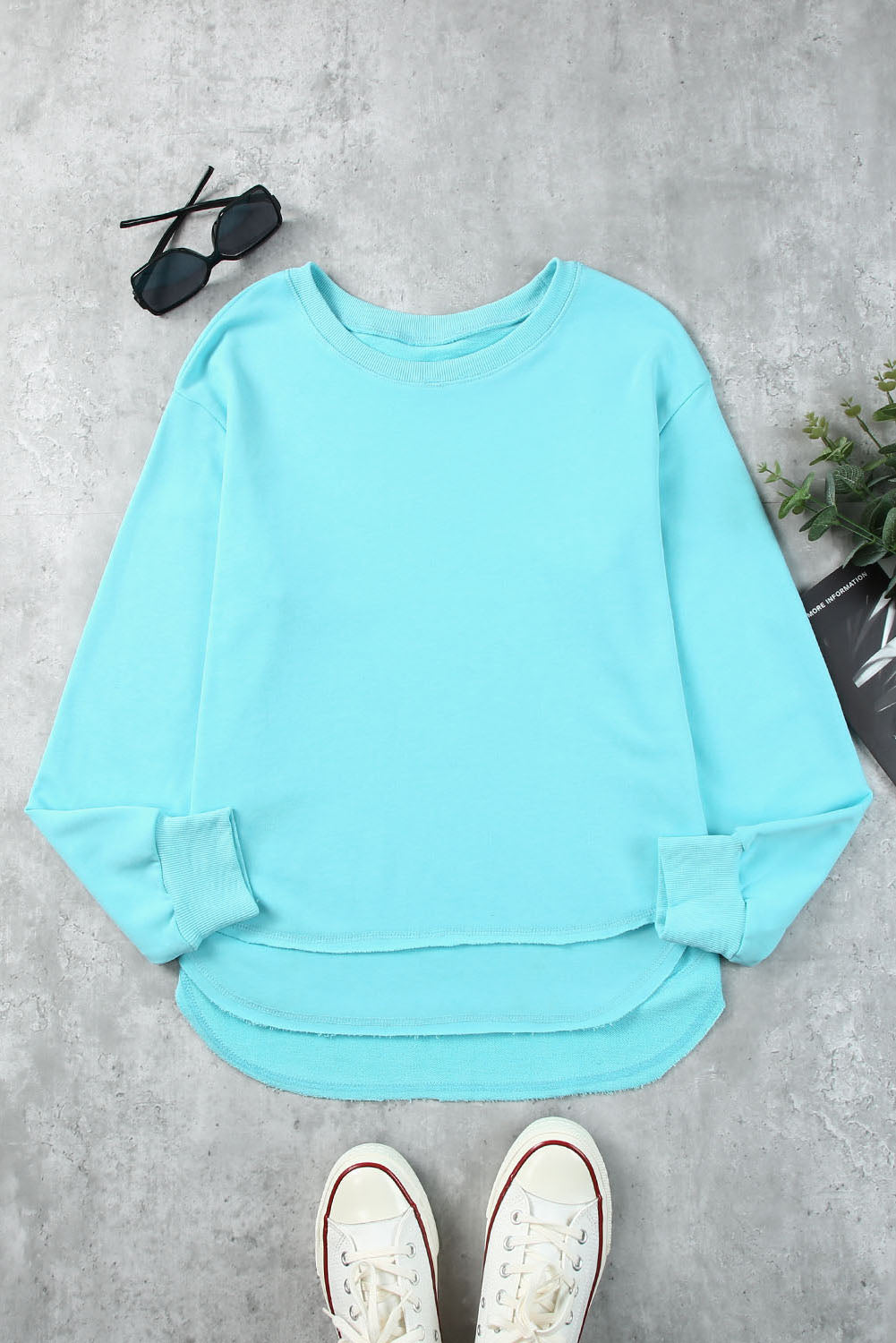 Side Slit Drop Shoulder Sweatshirt Shirts & Tops- Doll Fits