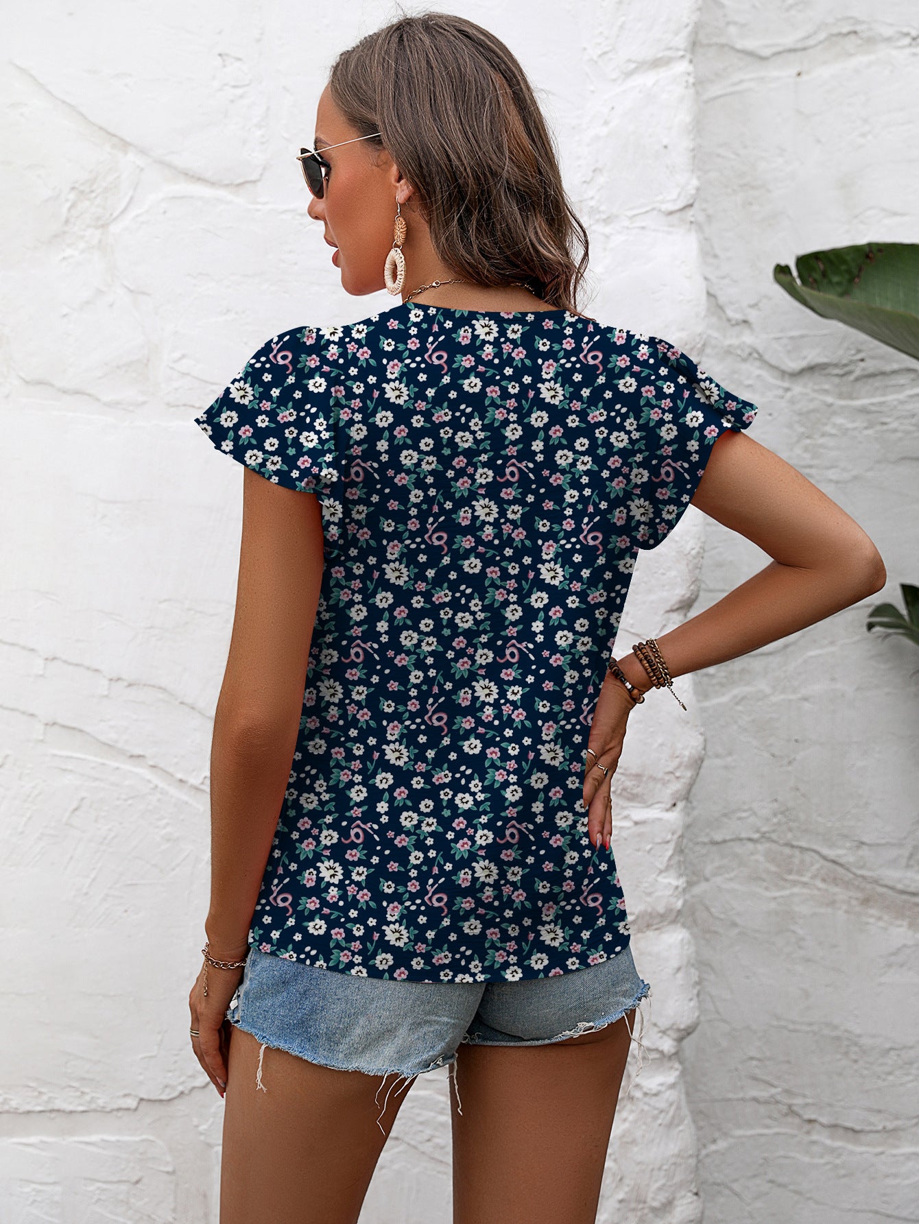 Textured Flutter Sleeve Blouse Shirts & Tops- Doll Fits