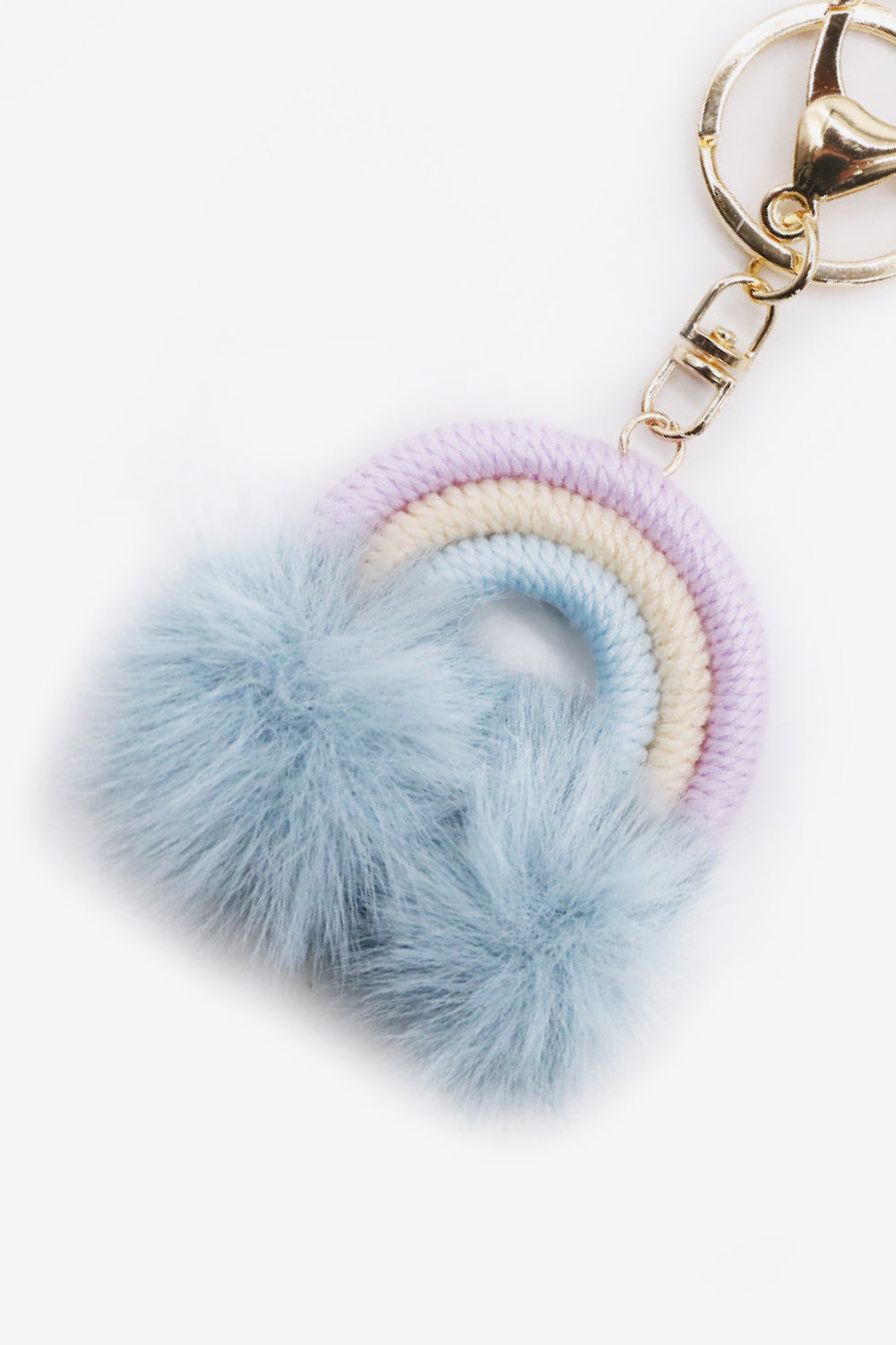 Assorted 4-Pack Rainbow Pom Pom Keychain Keychains- Doll Fits