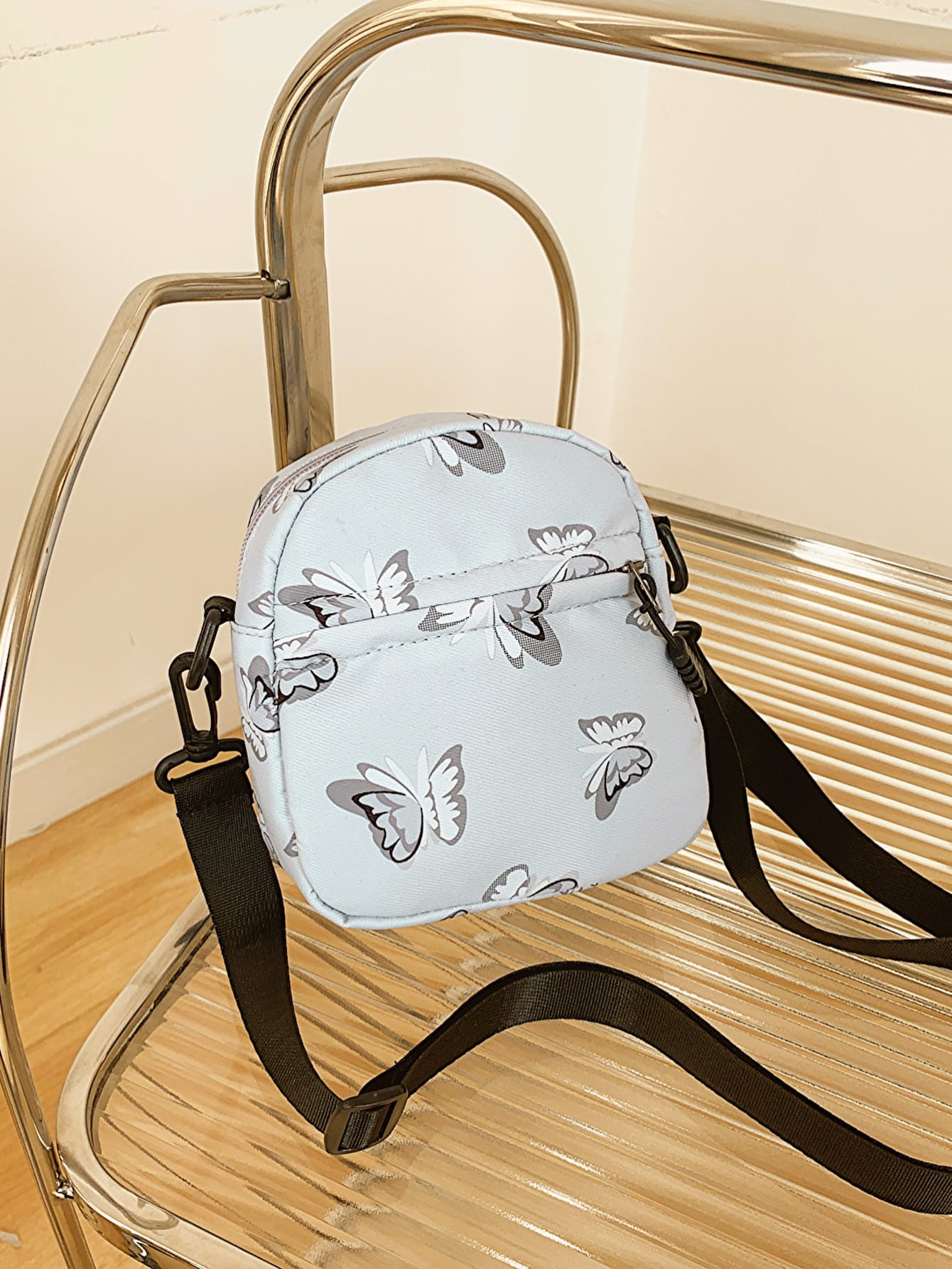 Butterfly Print Polyester Shoulder Bag Handbags- Doll Fits