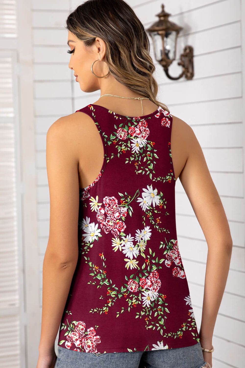 Floral Scoop Neck Tank Top Shirts & Tops- Doll Fits