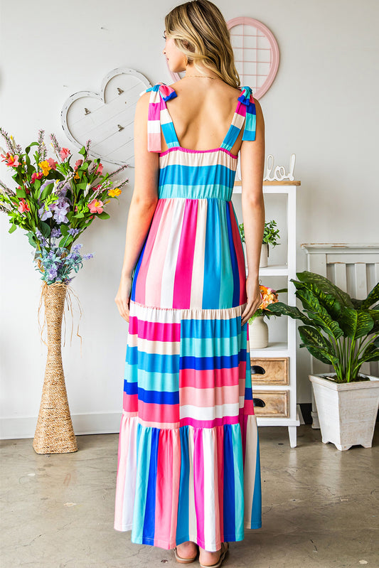 Striped Sleeveless Maxi Dress  Dresses- Doll Fits