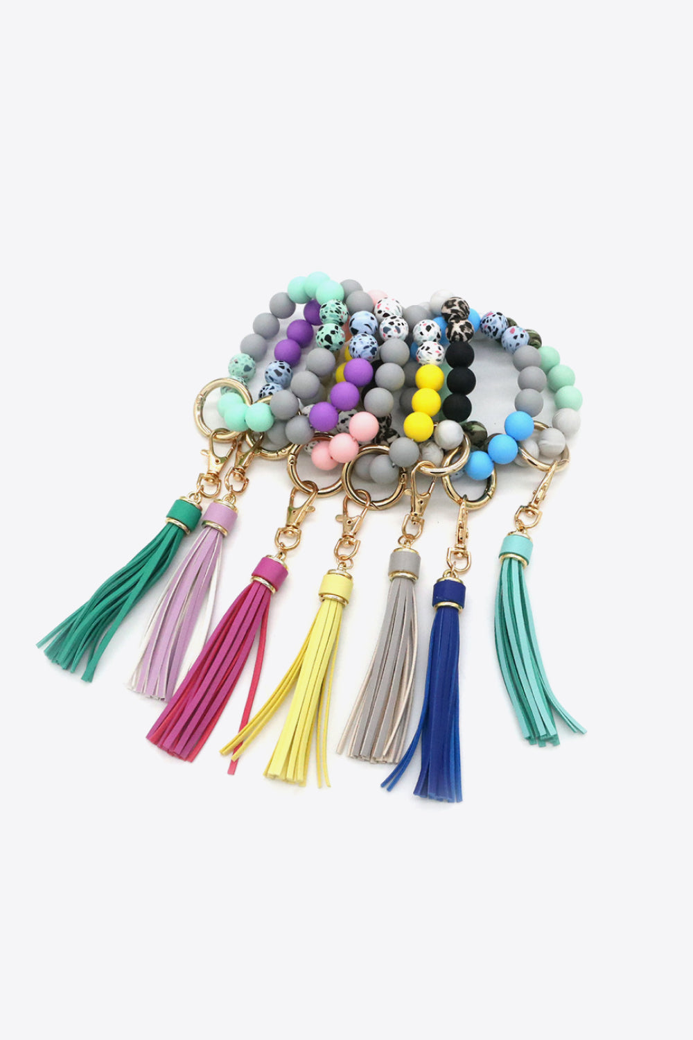 Assorted 2-Pack Multicolored Beaded Tassel Keychain Keychains- Doll Fits