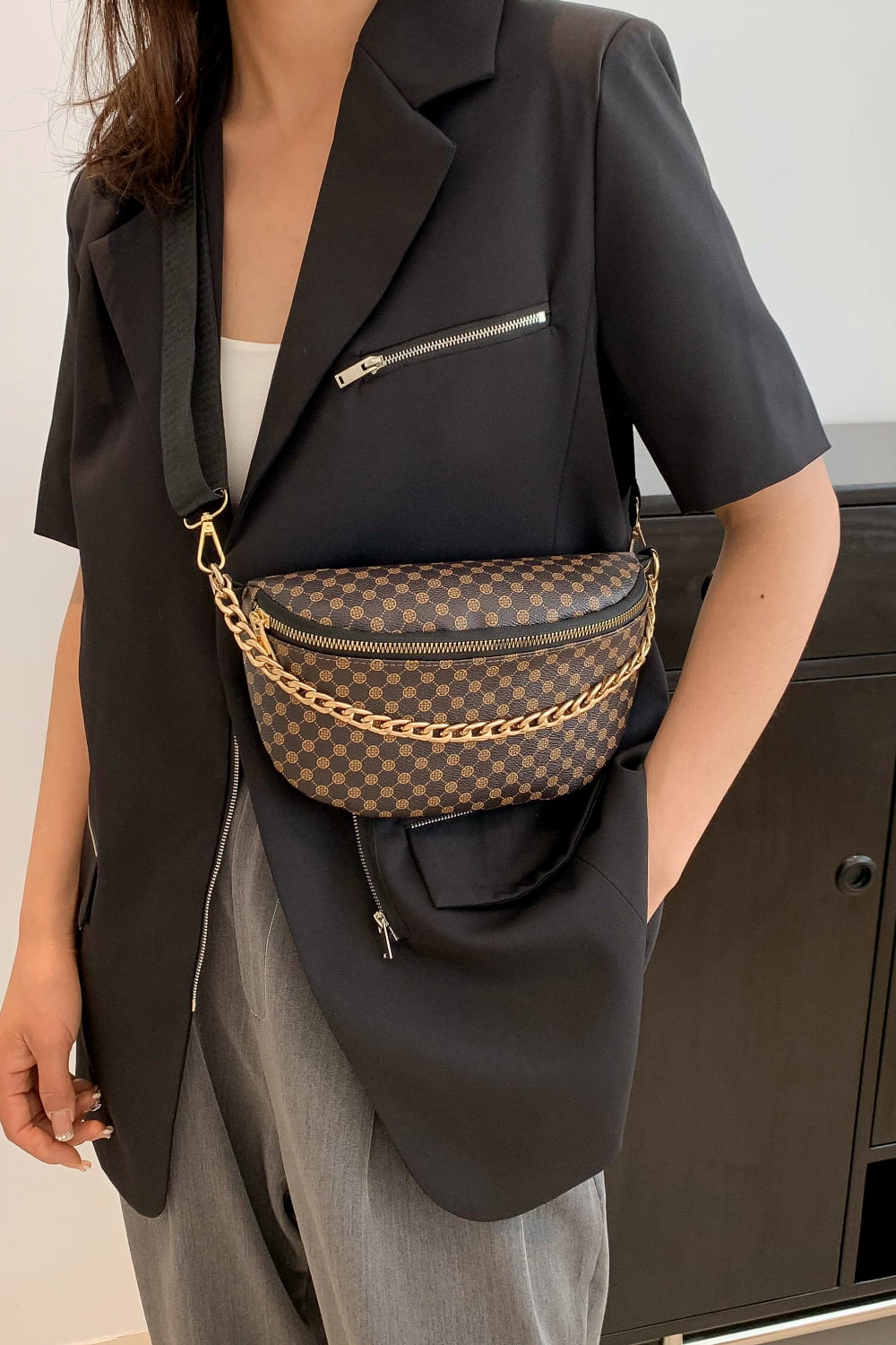 Printed PU Leather Sling Bag - Doll Fits