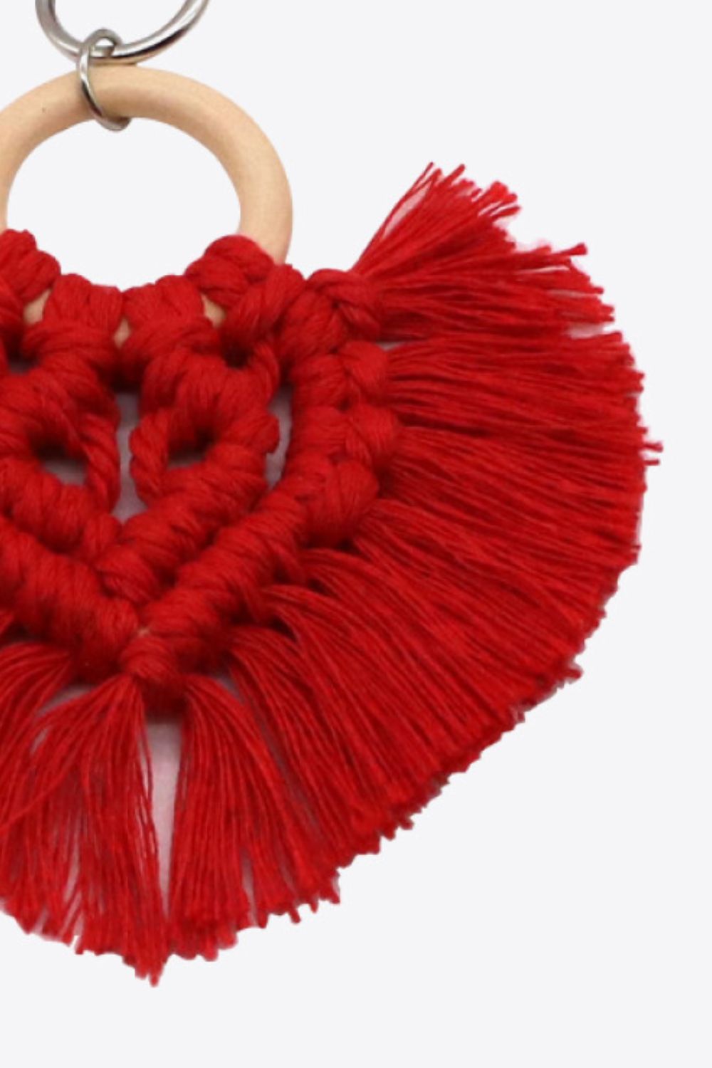 Assorted 4-Pack Heart-Shaped Macrame Fringe Keychain Keychains- Doll Fits