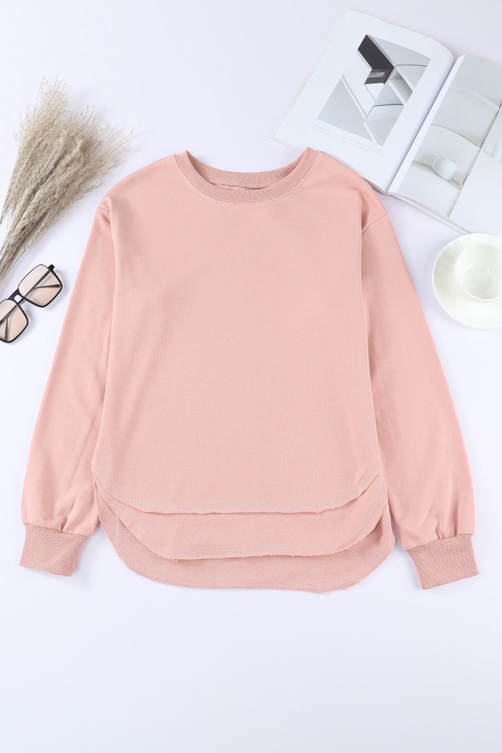 Side Slit Drop Shoulder Sweatshirt Shirts & Tops- Doll Fits