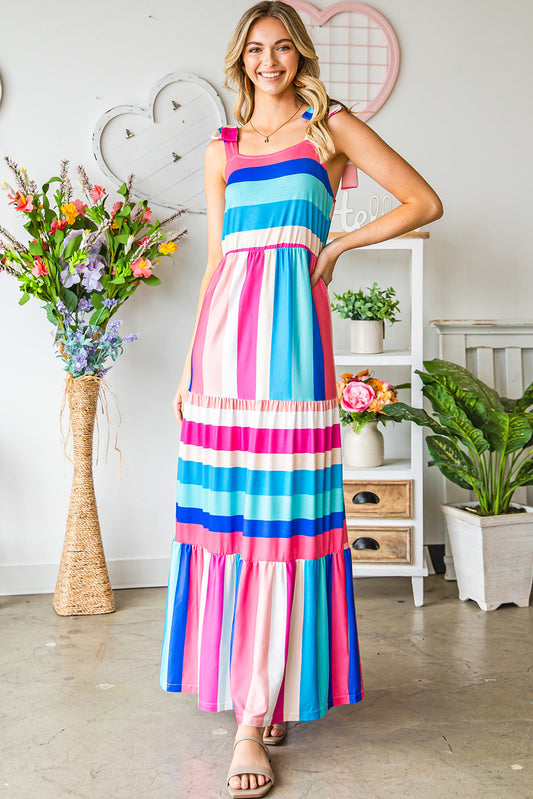 Striped Sleeveless Maxi Dress  Dresses- Doll Fits