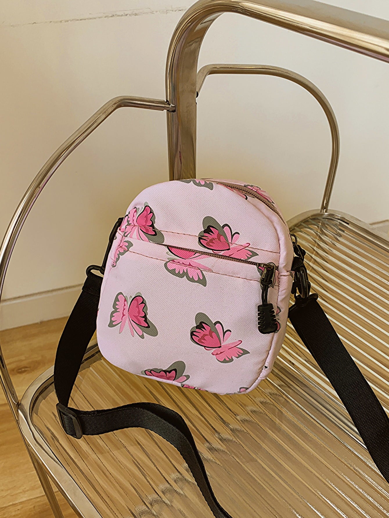Butterfly Print Polyester Shoulder Bag Handbags- Doll Fits