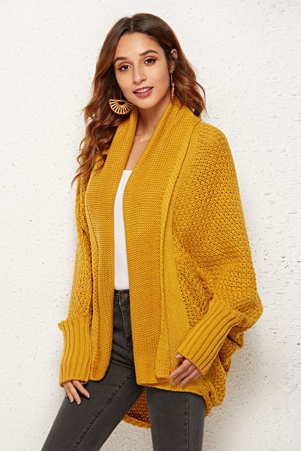 Open Front Dolman Sleeve Longline Cardigan Shirts & Tops- Doll Fits