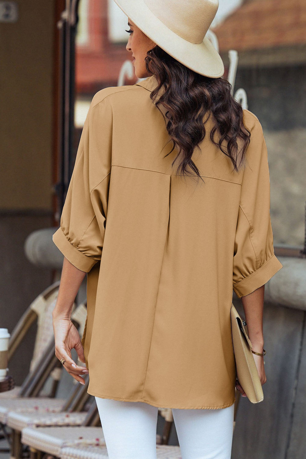 Three-Quarter Sleeve Slit Shirt Shirts & Tops- Doll Fits