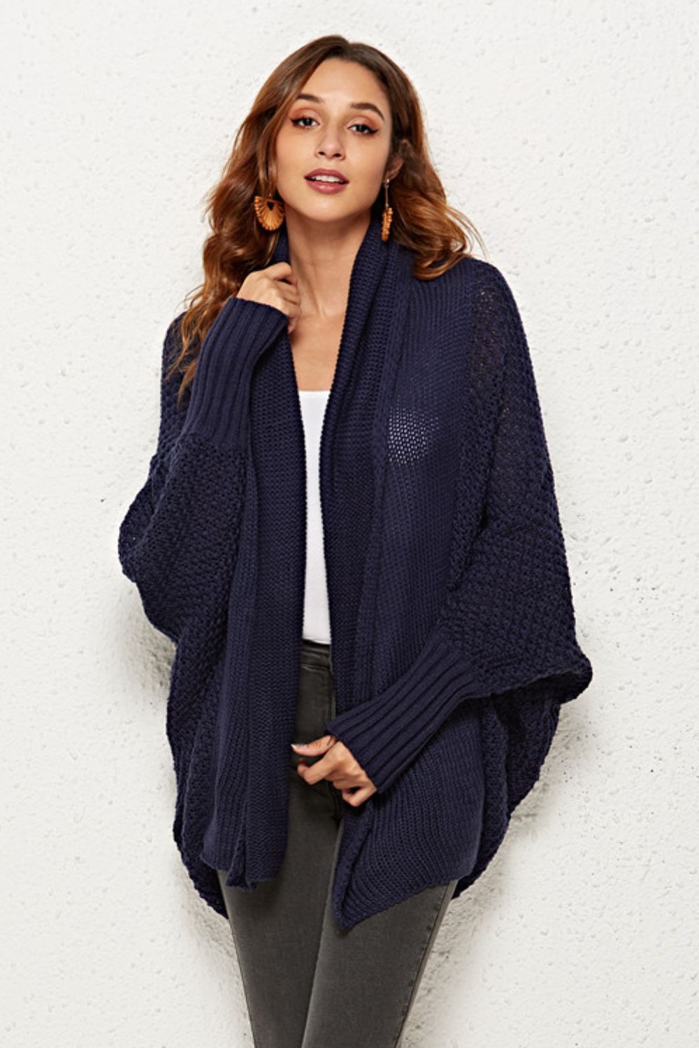 Open Front Dolman Sleeve Longline Cardigan Shirts & Tops- Doll Fits