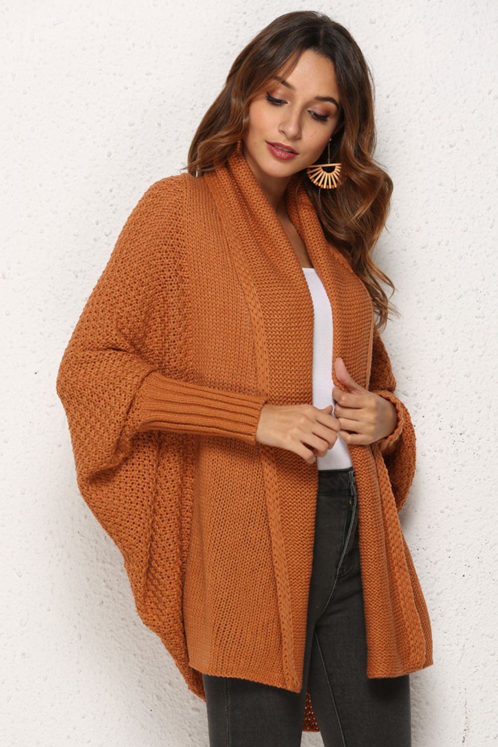 Open Front Dolman Sleeve Longline Cardigan Shirts & Tops- Doll Fits