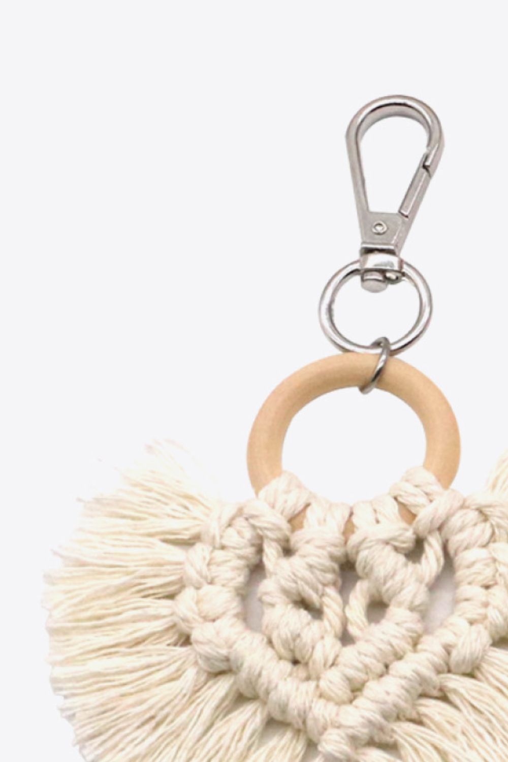 Assorted 4-Pack Heart-Shaped Macrame Fringe Keychain Keychains- Doll Fits