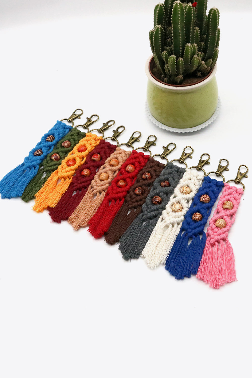 Assorted 4-Pack Handmade Macrame Fringe Keychain Keychains- Doll Fits