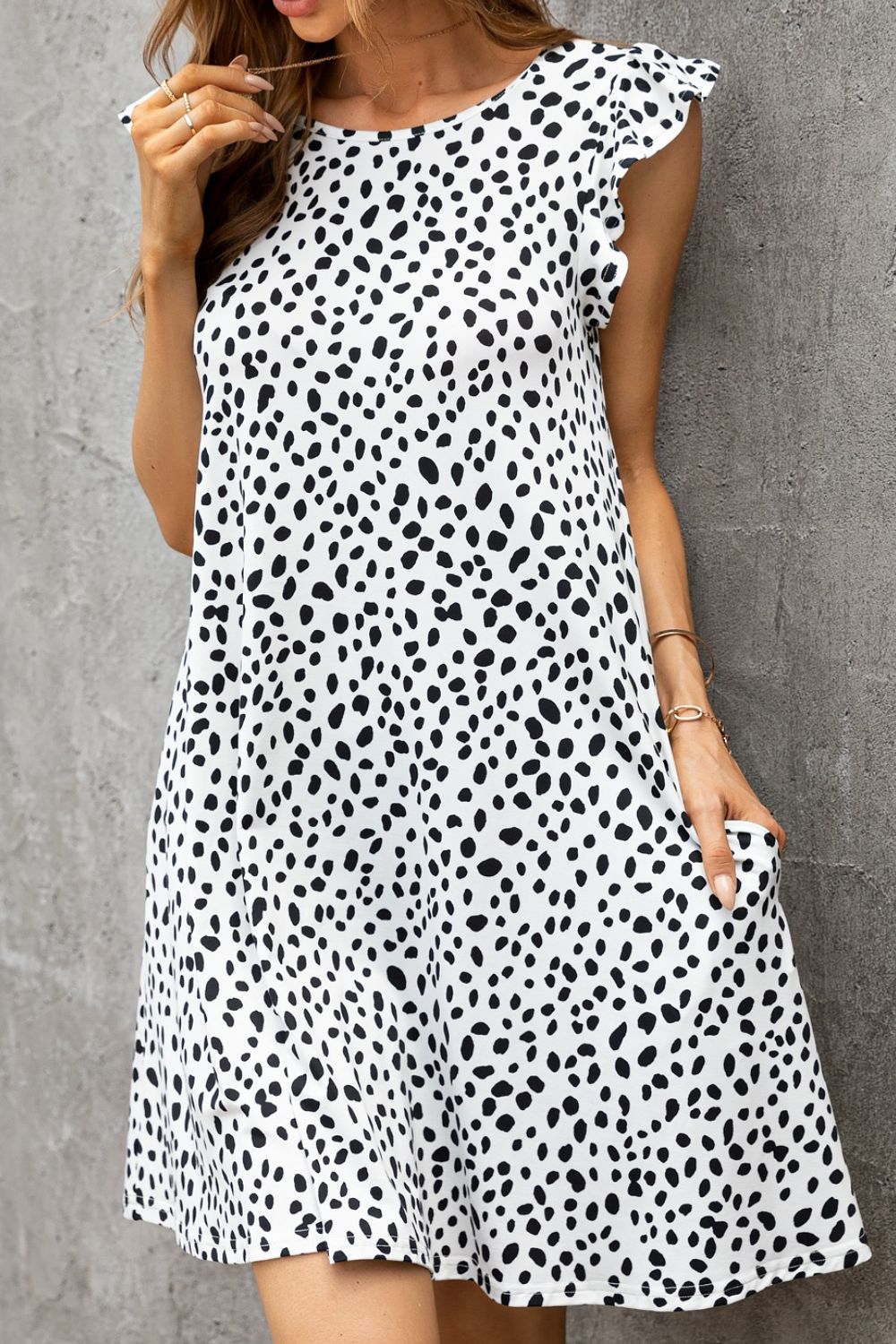 Butterfly Sleeve Round Neck Dress Dresses- Doll Fits