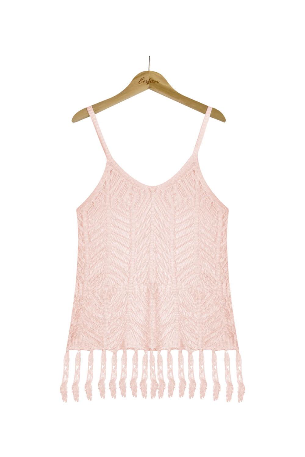 Openwork Fringe Hem Sleeveless Cover Up Swimwear- Doll Fits