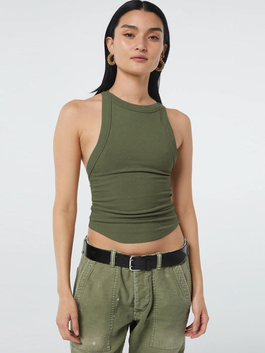 Halter Neck Ribbed Cropped Top  Shirts & Tops- Doll Fits