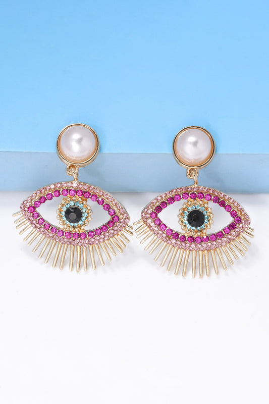 Evil Eye Shape Rhinestone Zinc Alloy Synthetic Dangle Earrings  Earrings- Doll Fits