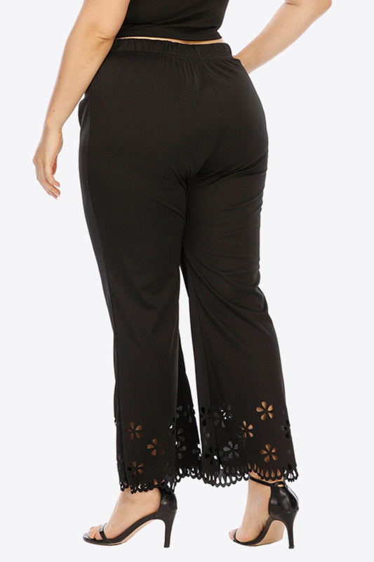 Plus Size Openwork Elastic Waist Pants  Pants- Doll Fits