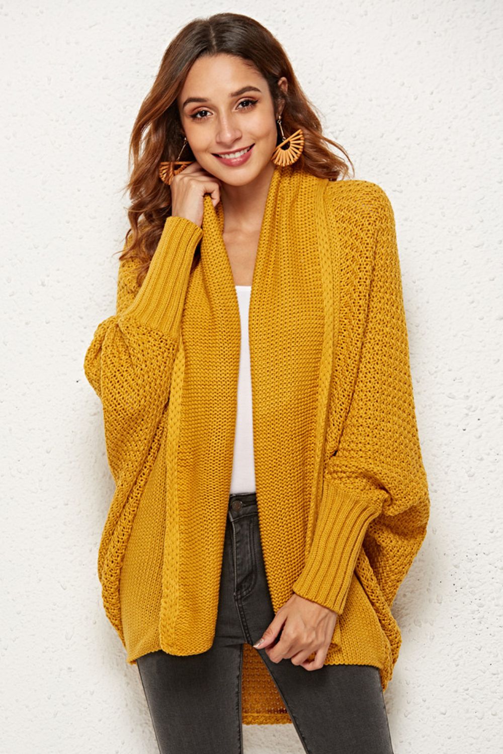 Open Front Dolman Sleeve Longline Cardigan Shirts & Tops- Doll Fits