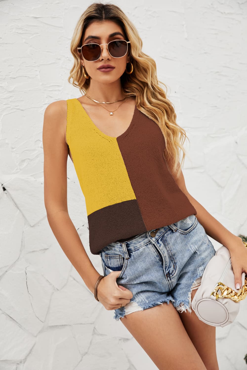 Color Block Knit Tank Shirts & Tops- Doll Fits