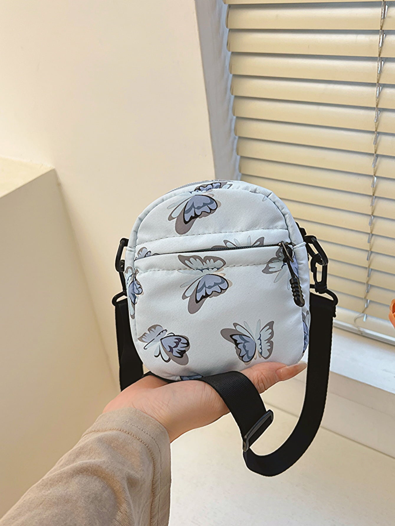 Butterfly Print Polyester Shoulder Bag Handbags- Doll Fits