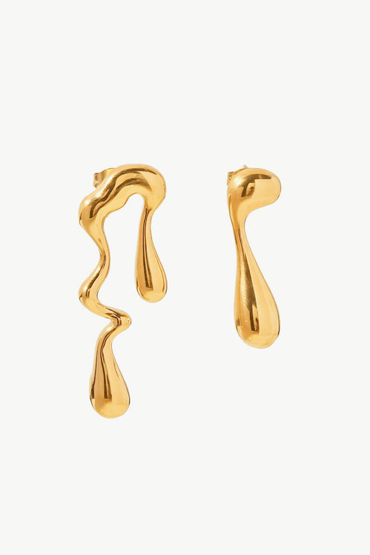 18K Gold Plated Geometric Mismatched Earrings  Earrings- Doll Fits