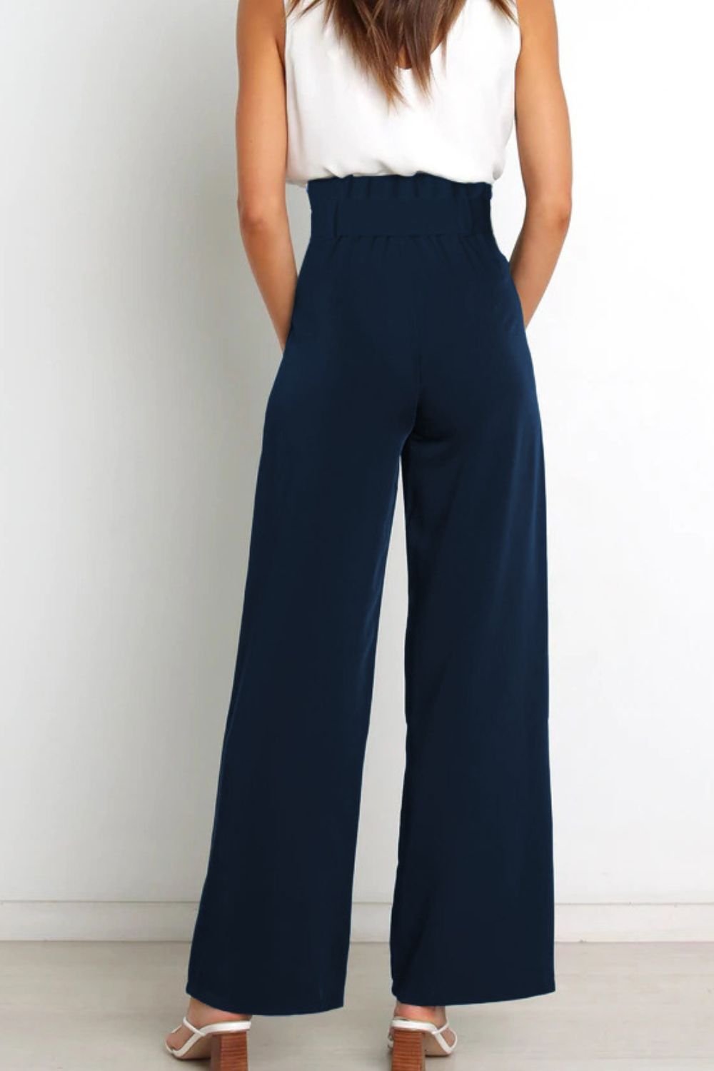Tie Front Paperbag Wide Leg Pants Pants- Doll Fits
