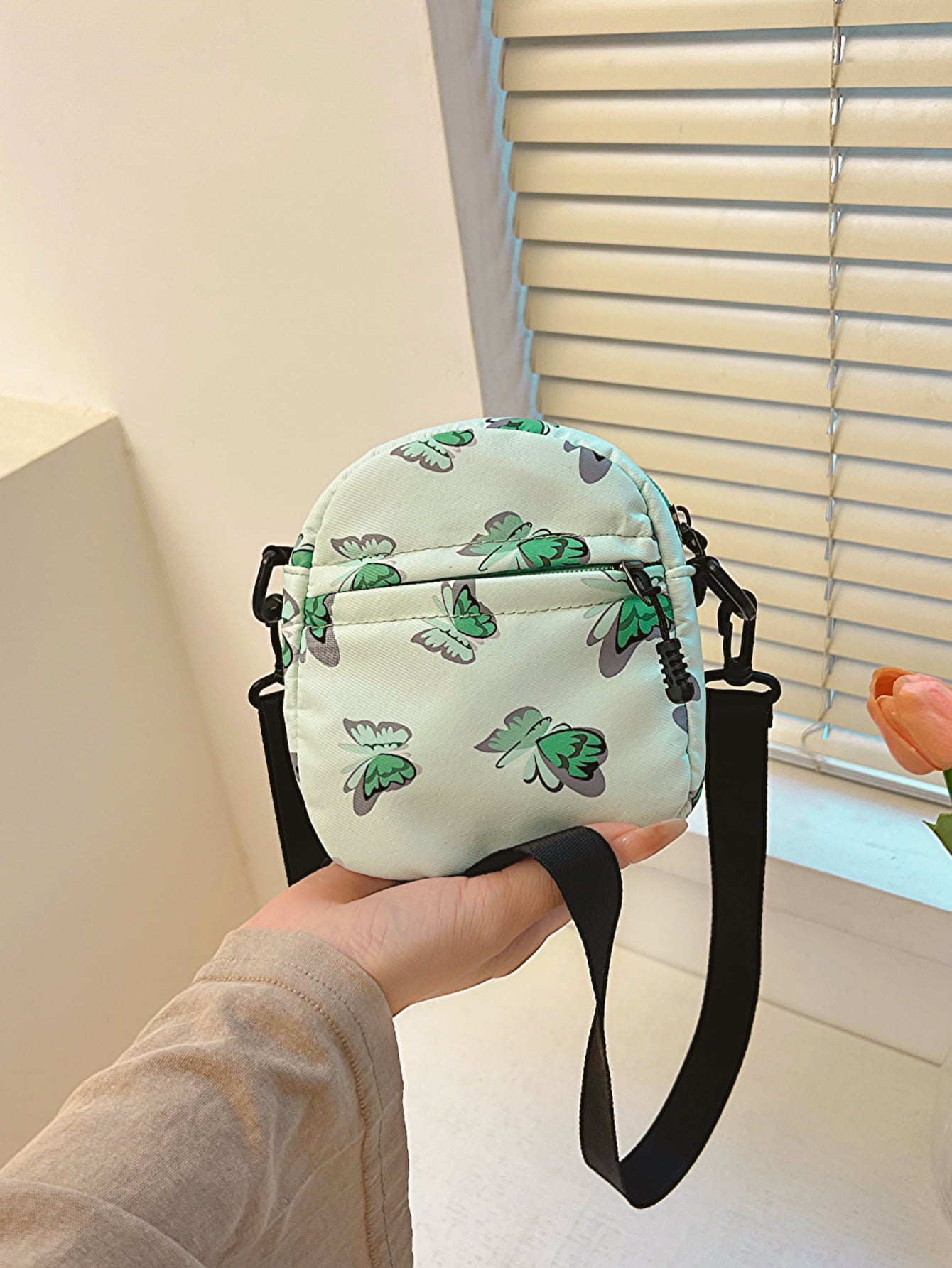Butterfly Print Polyester Shoulder Bag Handbags- Doll Fits