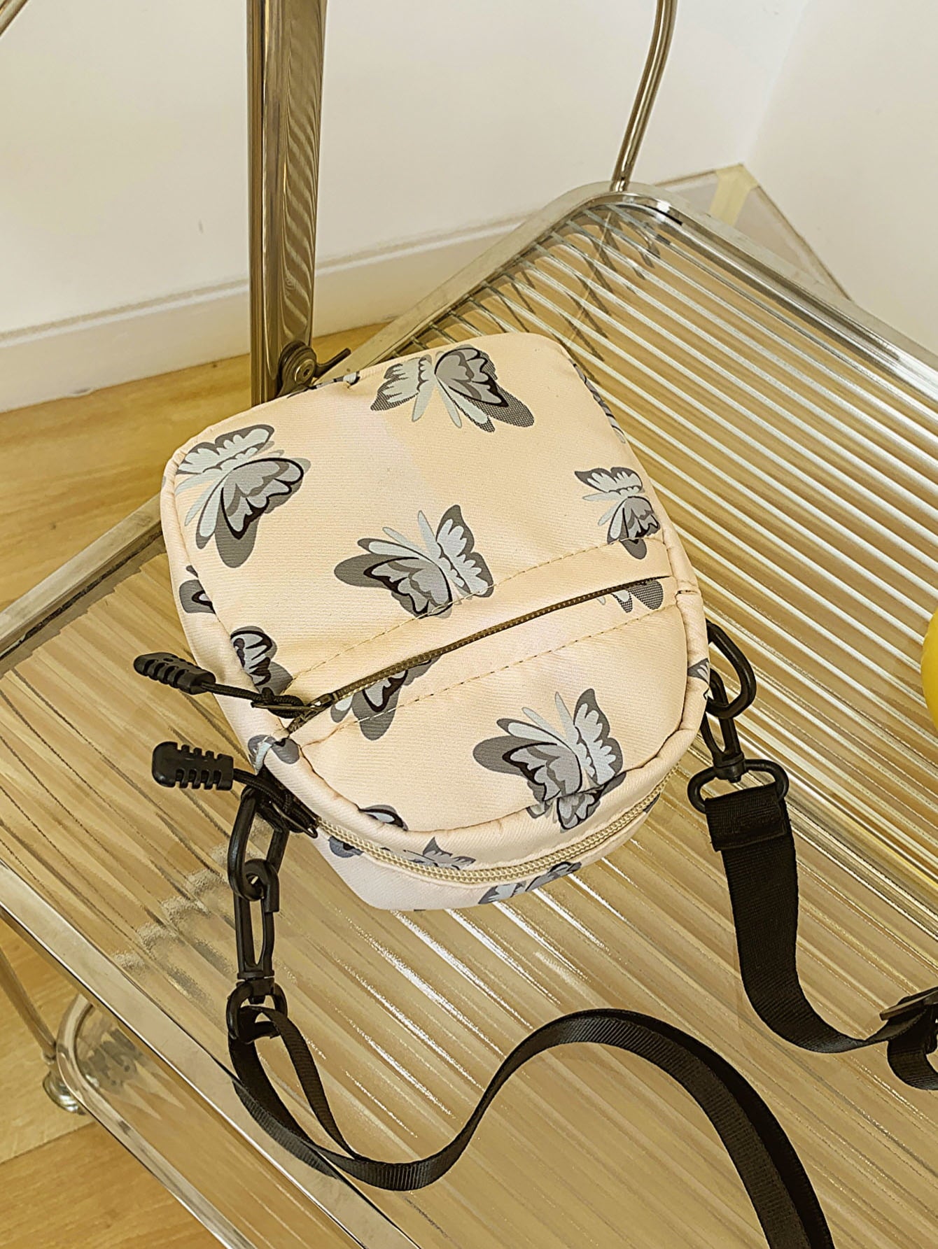 Butterfly Print Polyester Shoulder Bag Handbags- Doll Fits