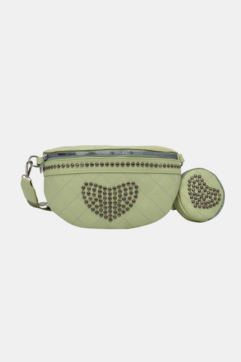 Studded PU Leather Sling Bag with Small Purse - Doll Fits