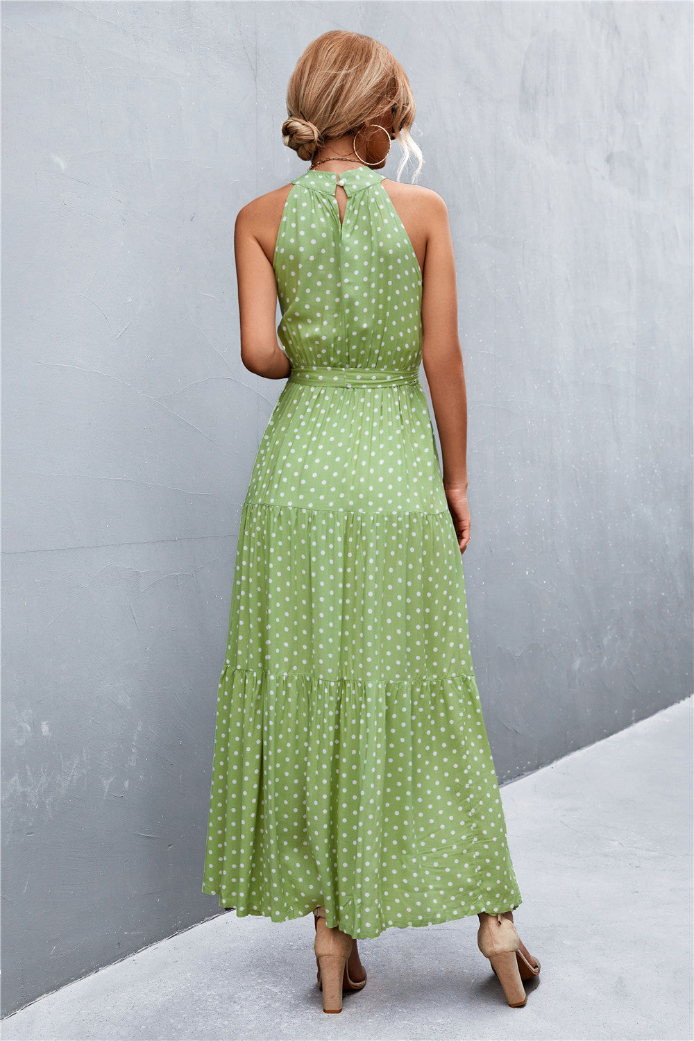 Printed Sleeveless Tie Waist Maxi Dress Dresses- Doll Fits