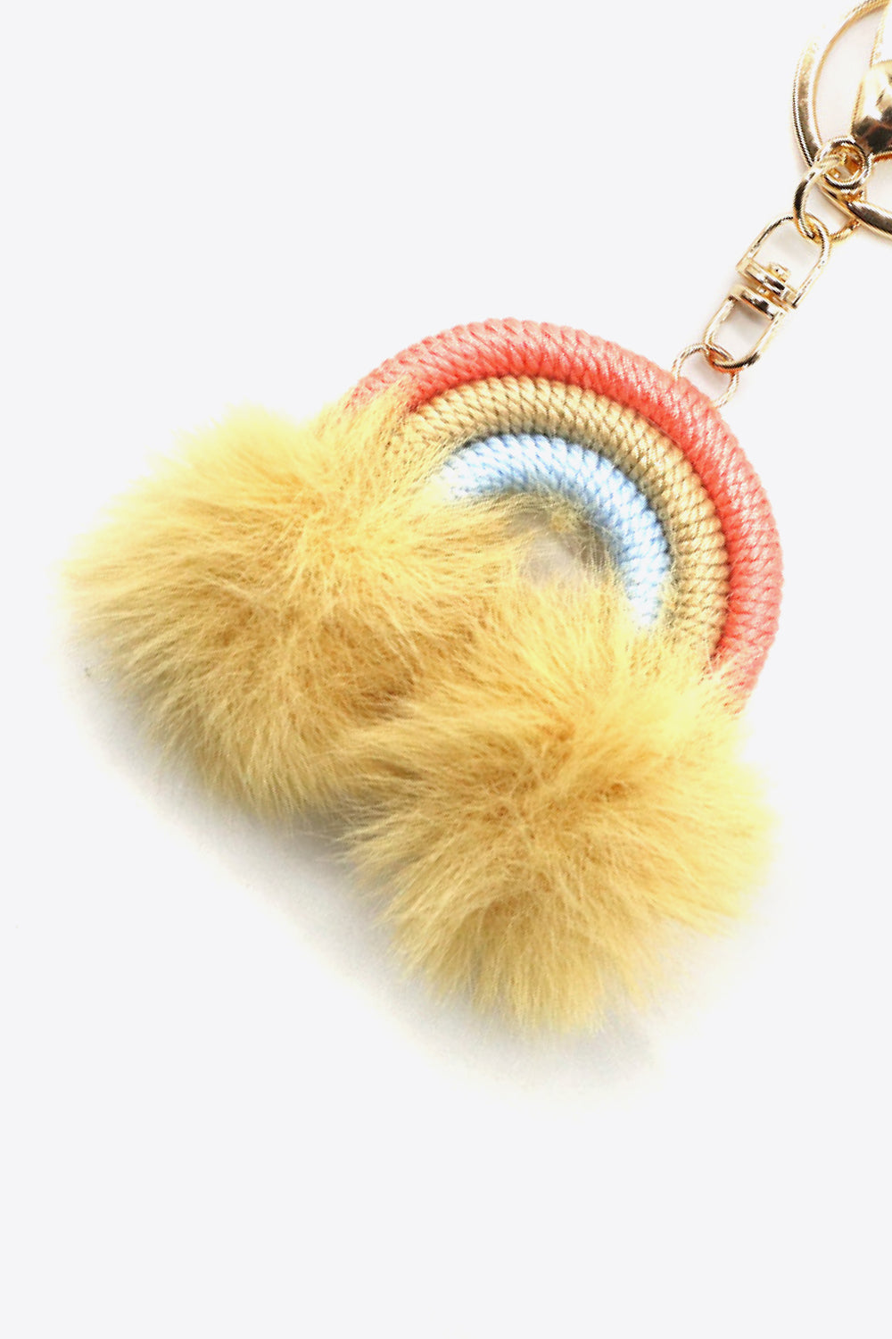 Assorted 4-Pack Rainbow Pom Pom Keychain Keychains- Doll Fits
