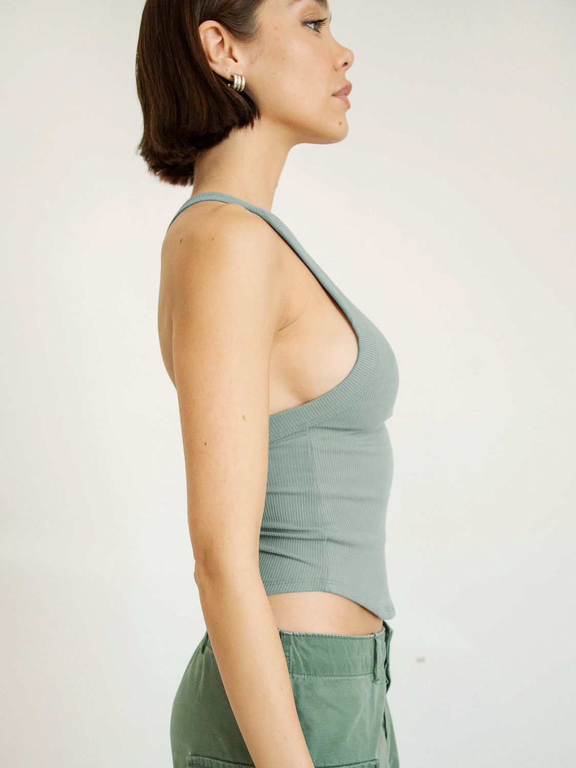 Halter Neck Ribbed Cropped Top Shirts & Tops- Doll Fits