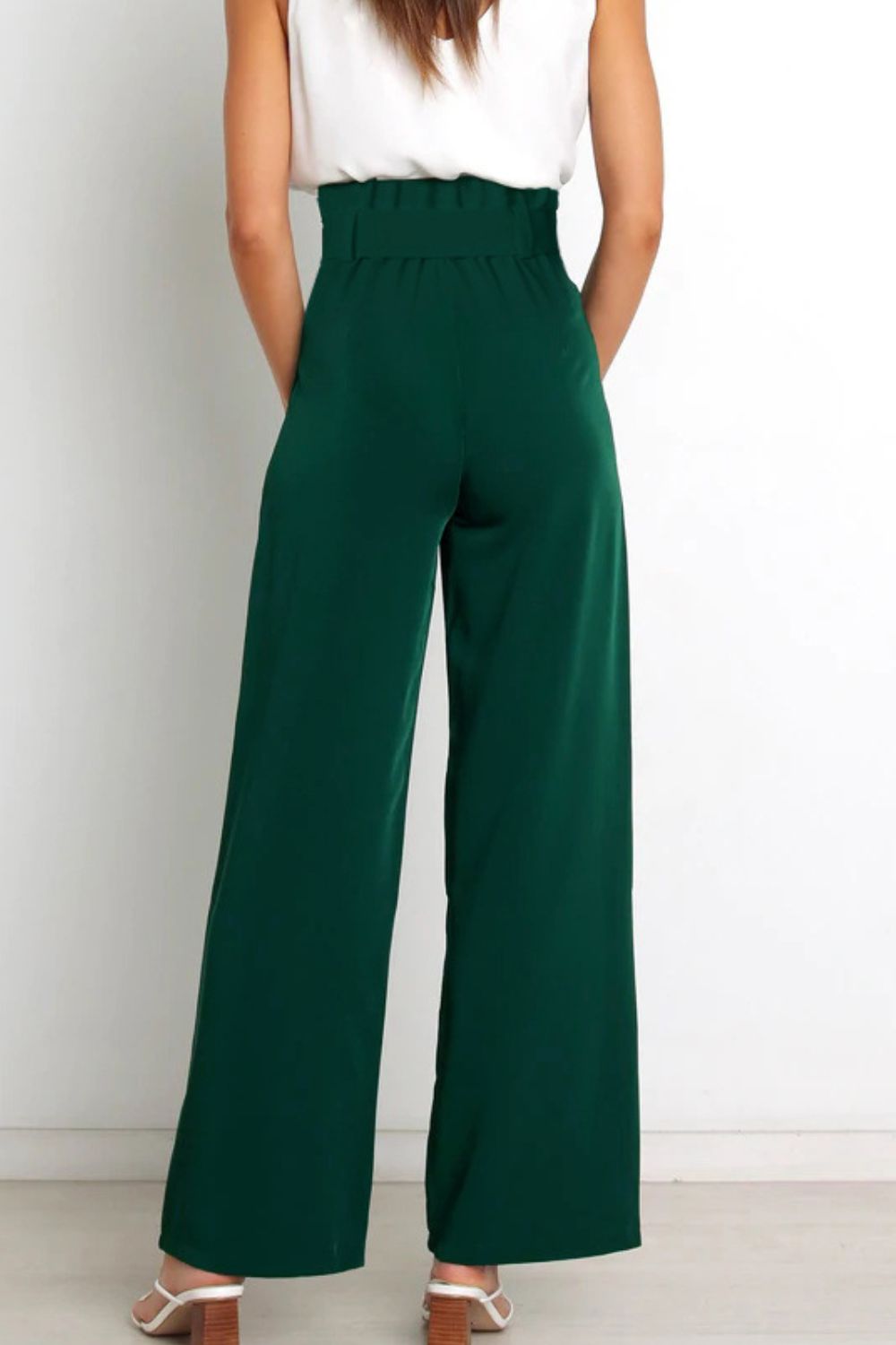 Tie Front Paperbag Wide Leg Pants Pants- Doll Fits