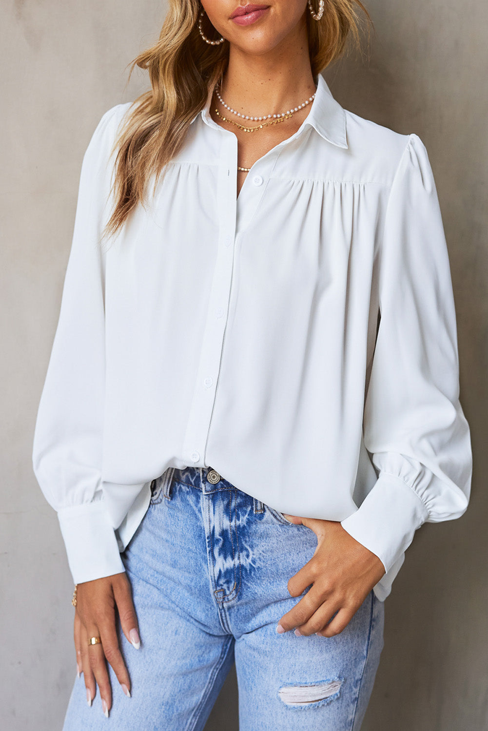 Gathered Detail Puff Sleeve Shirt Shirts & Tops- Doll Fits