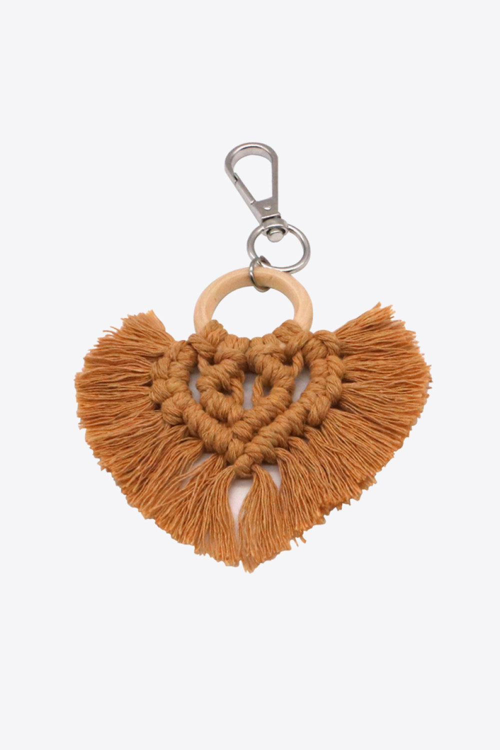 Assorted 4-Pack Heart-Shaped Macrame Fringe Keychain Keychains- Doll Fits