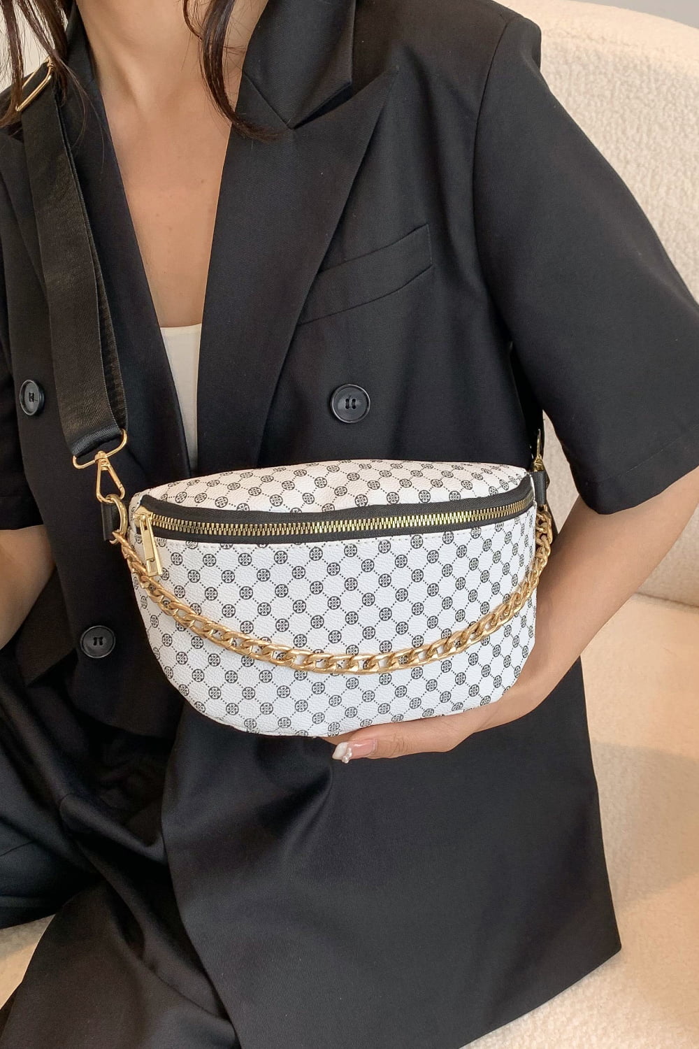 Printed PU Leather Sling Bag - Doll Fits
