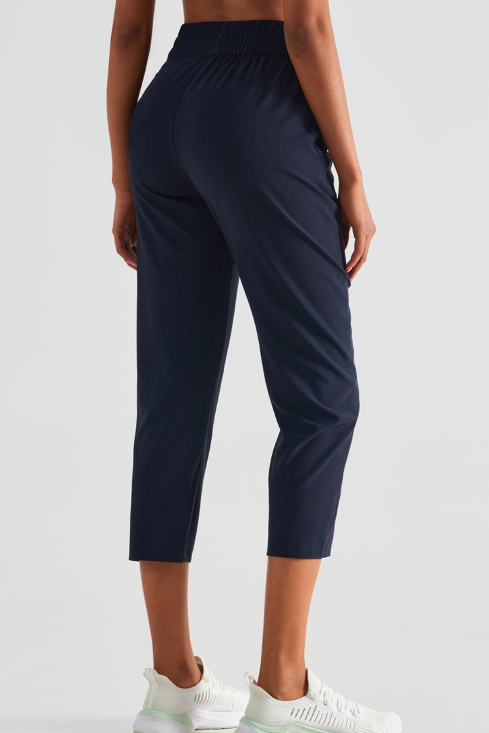 Elastic Waist Cropped Sports Pants Pants- Doll Fits