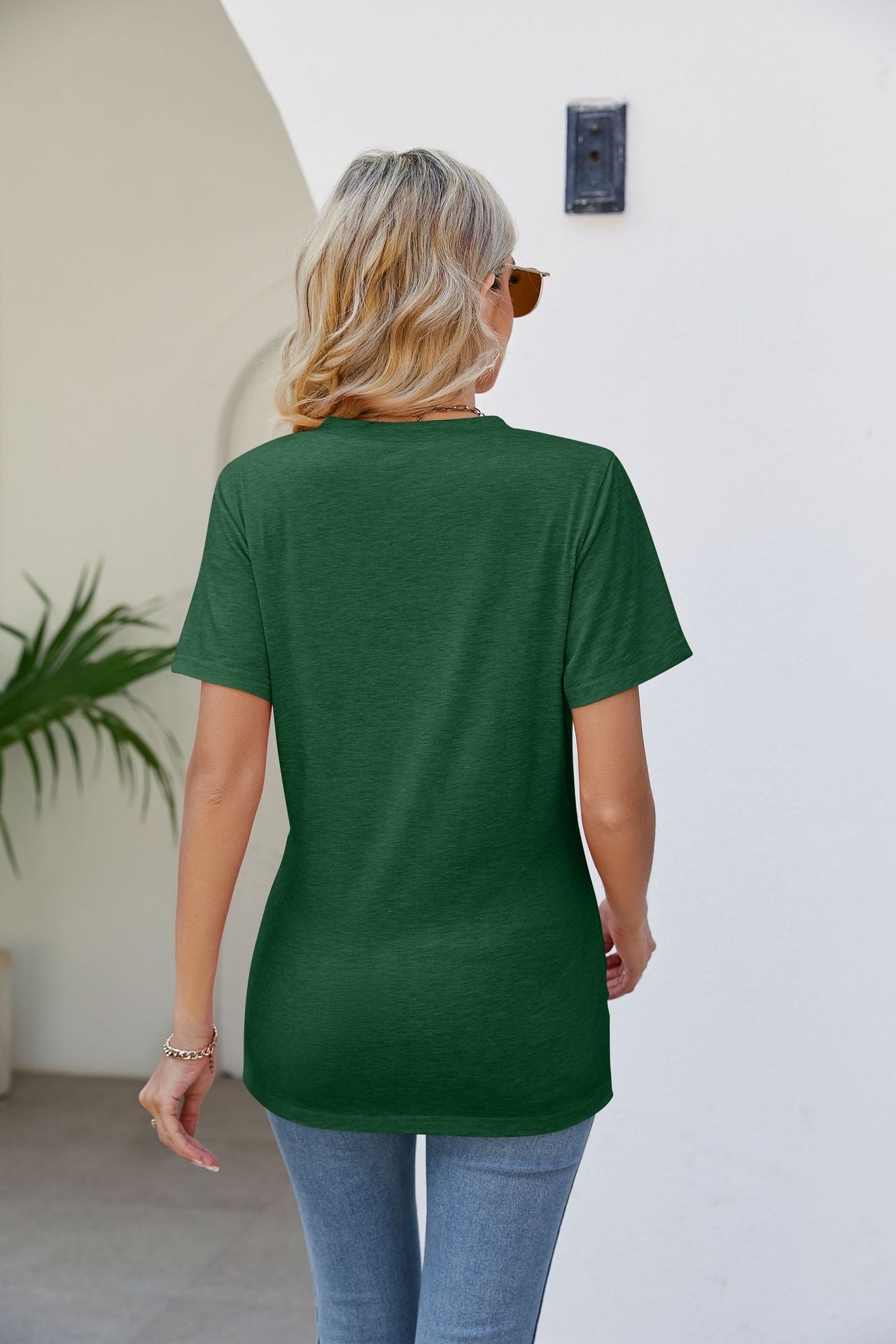 V-Neck Crisscross Short Sleeve Tee Shirts & Tops- Doll Fits