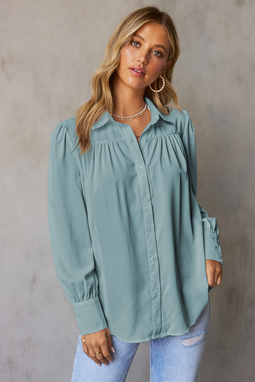 Gathered Detail Puff Sleeve Shirt Shirts & Tops- Doll Fits