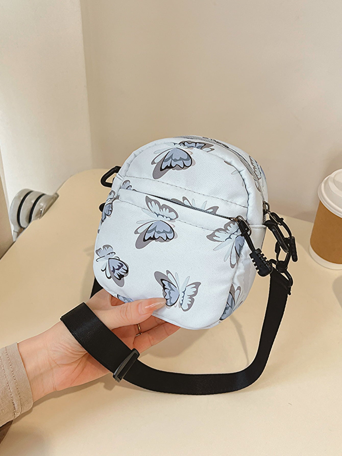 Butterfly Print Polyester Shoulder Bag Handbags- Doll Fits